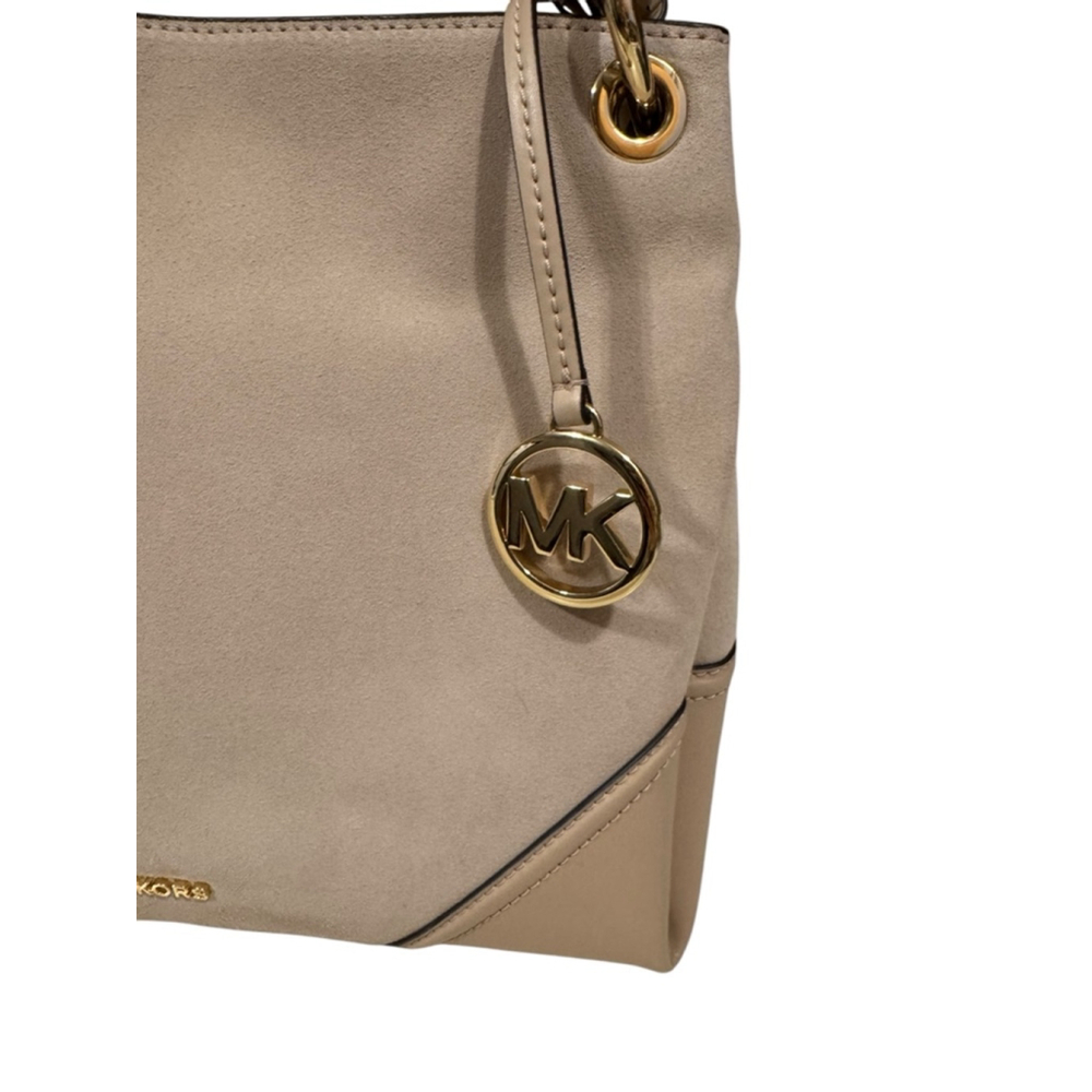 Michael Kors Nicole Medium Leather Suede Shoulder Handbag Powder Blush Solid - Picture 3 of 13